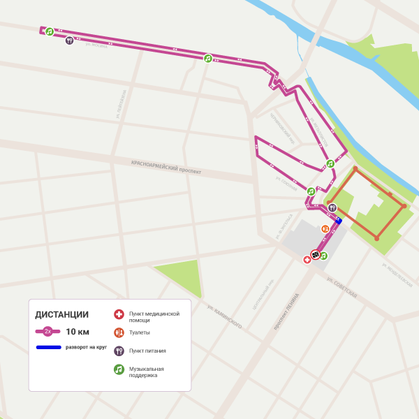 Схема трассы полумарафона Оружейная столица на 10 км
