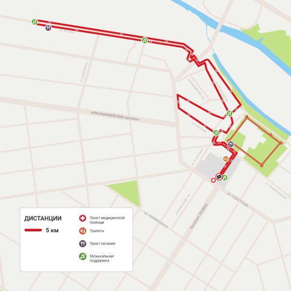 Схема трассы полумарафона Оружейная столица на 5 км
